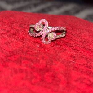 Sparkling Pink and Silver Infinity Ring
